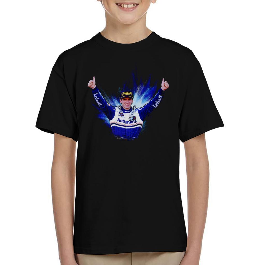 Motorsport Images Damon Hill Celebrating Win At Japan Grand Prix Kid's T-Shirt