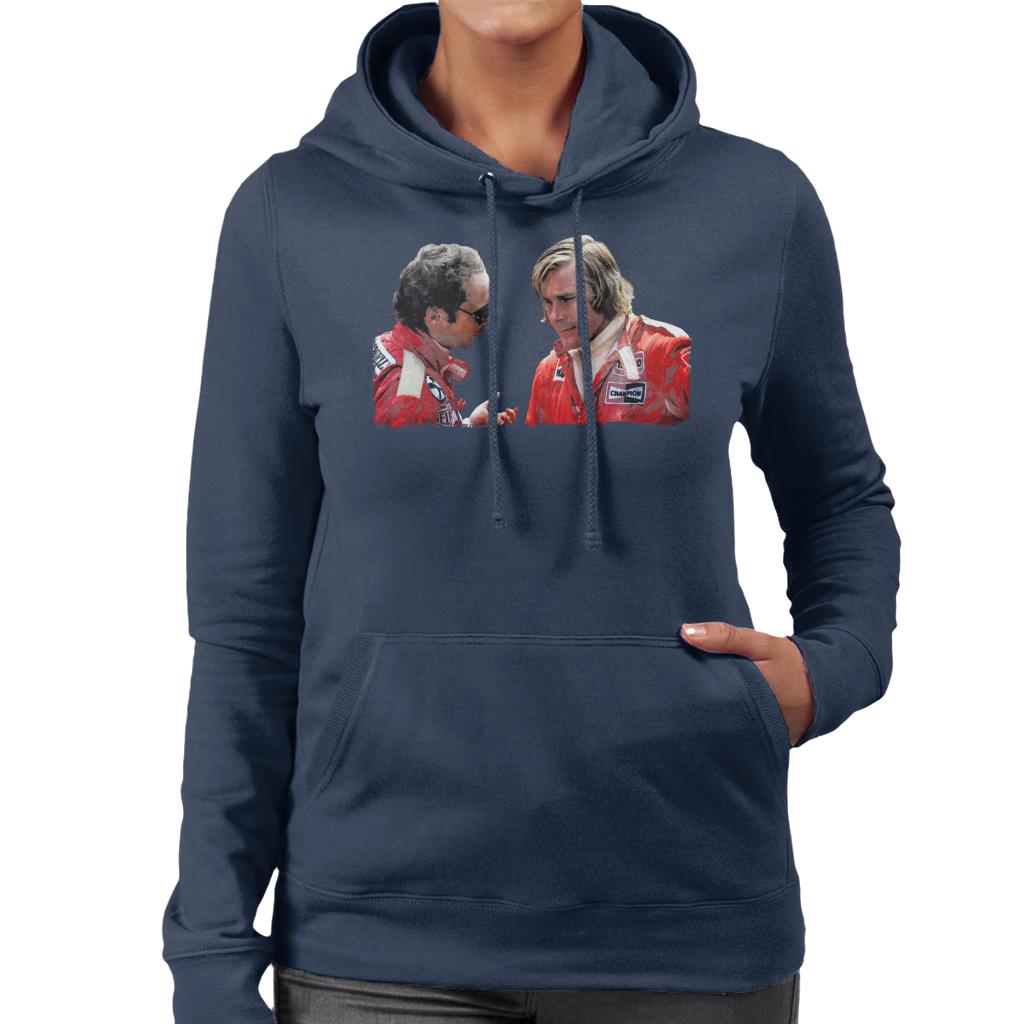 Motorsport Images Niki Lauda & James Hunt Monaco GP 1976 Women's Hooded Sweatshirt-ALL + EVERY