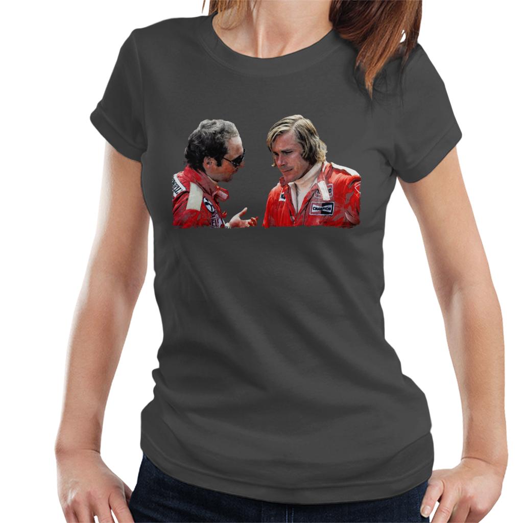 Motorsport Images Niki Lauda & James Hunt Monaco GP 1976 Women's T-Shirt-ALL + EVERY