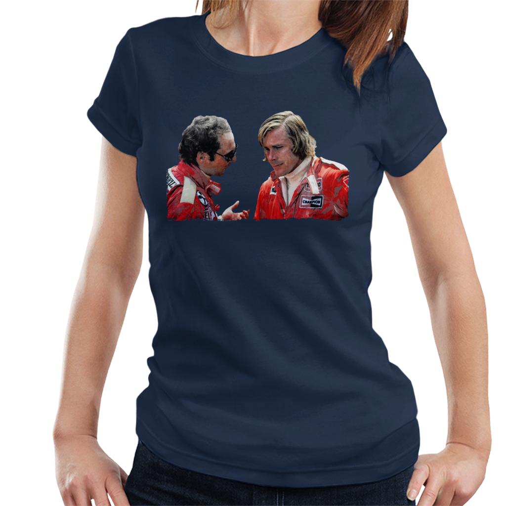 Motorsport Images Niki Lauda & James Hunt Monaco GP 1976 Women's T-Shirt-ALL + EVERY