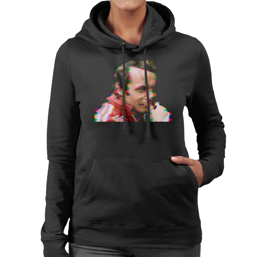 Motorsport Images Niki Lauda German GP 1976 Glitch Effect Women's Hooded Sweatshirt-ALL + EVERY