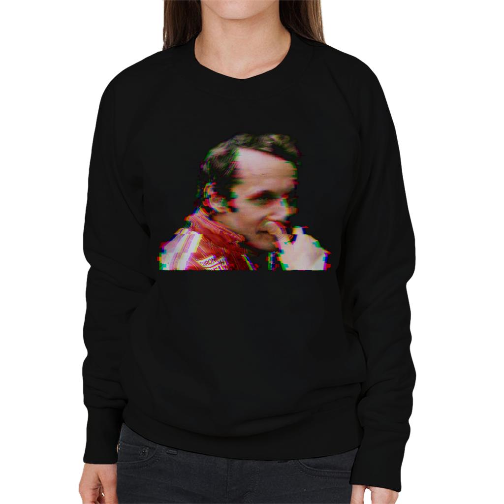 Motorsport Images Niki Lauda German GP 1976 Glitch Effect Women's Sweatshirt-ALL + EVERY