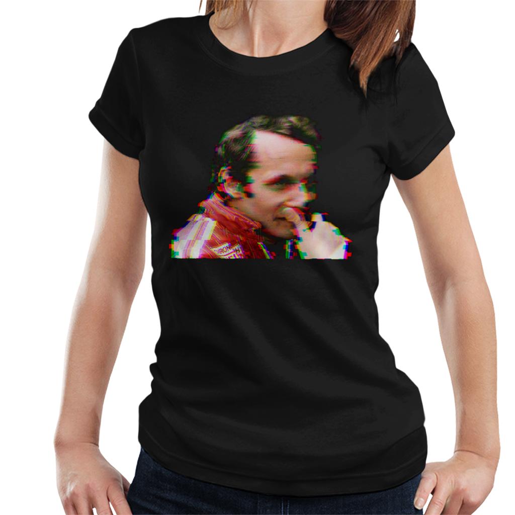 Motorsport Images Niki Lauda German GP 1976 Glitch Effect Women's T-Shirt-ALL + EVERY