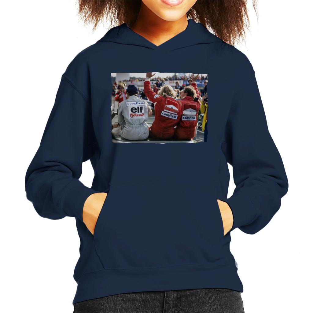 Motorsport Images Jody Scheckter James Hunt & Jochen Mass Kids Hooded Sweatshirt-ALL + EVERY