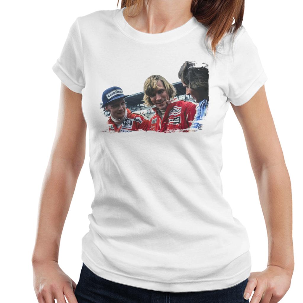 Motorsport Images Niki Lauda James Hunt & Barry Sheene Women's T-Shirt-ALL + EVERY