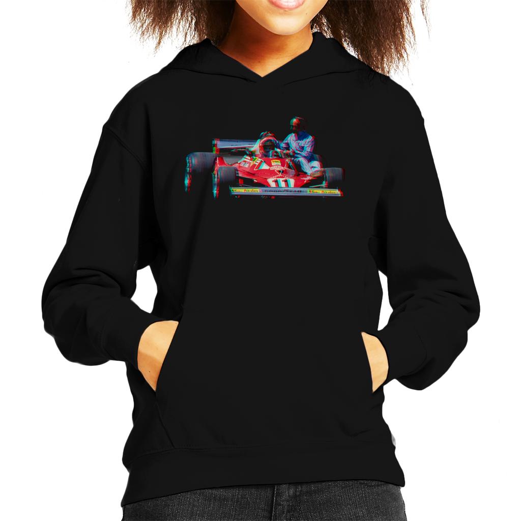 Motorsport Images Niki Lauda 312T2 Mechanic Lift Kids Hooded Sweatshirt-ALL + EVERY