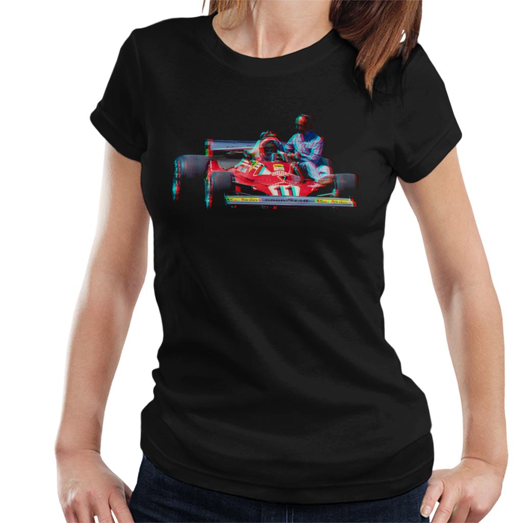 Motorsport Images Niki Lauda 312T2 Mechanic Lift Women's T-Shirt-ALL + EVERY