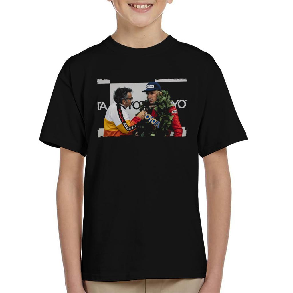 Motorsport Images James Hunt Podium Interview Kids T-Shirt-ALL + EVERY