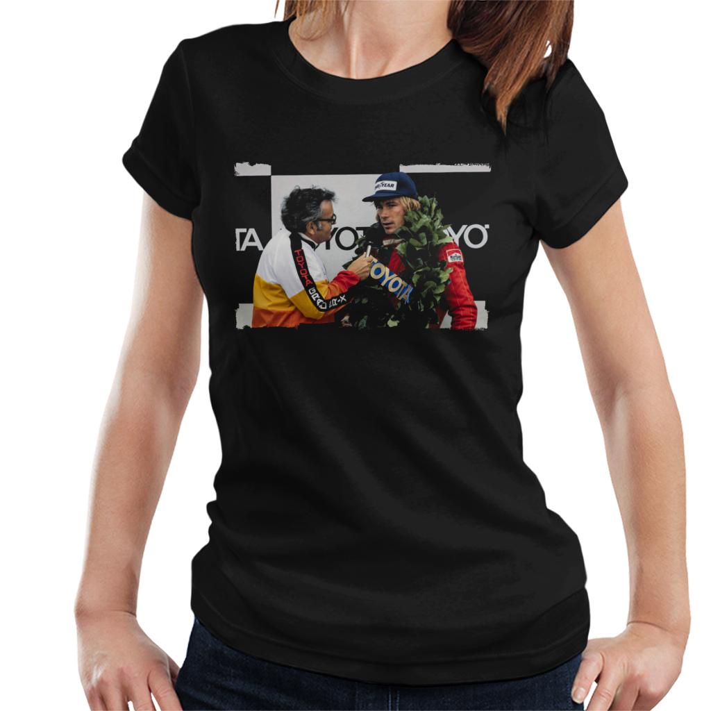 Motorsport Images James Hunt Podium Interview Women's T-Shirt-ALL + EVERY