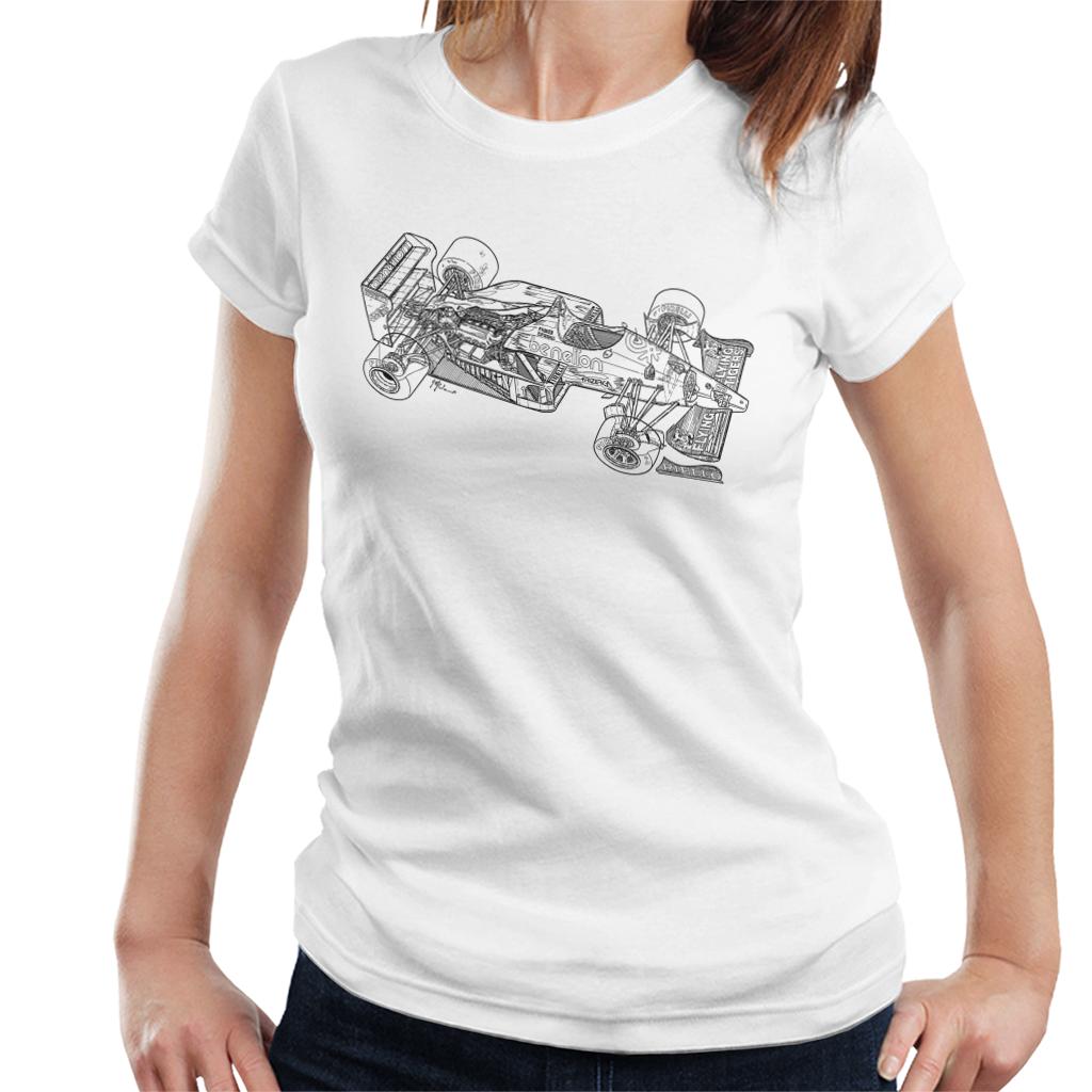 Motorsport Images Benetton B186 1986 Outline Women's T-Shirt-ALL + EVERY