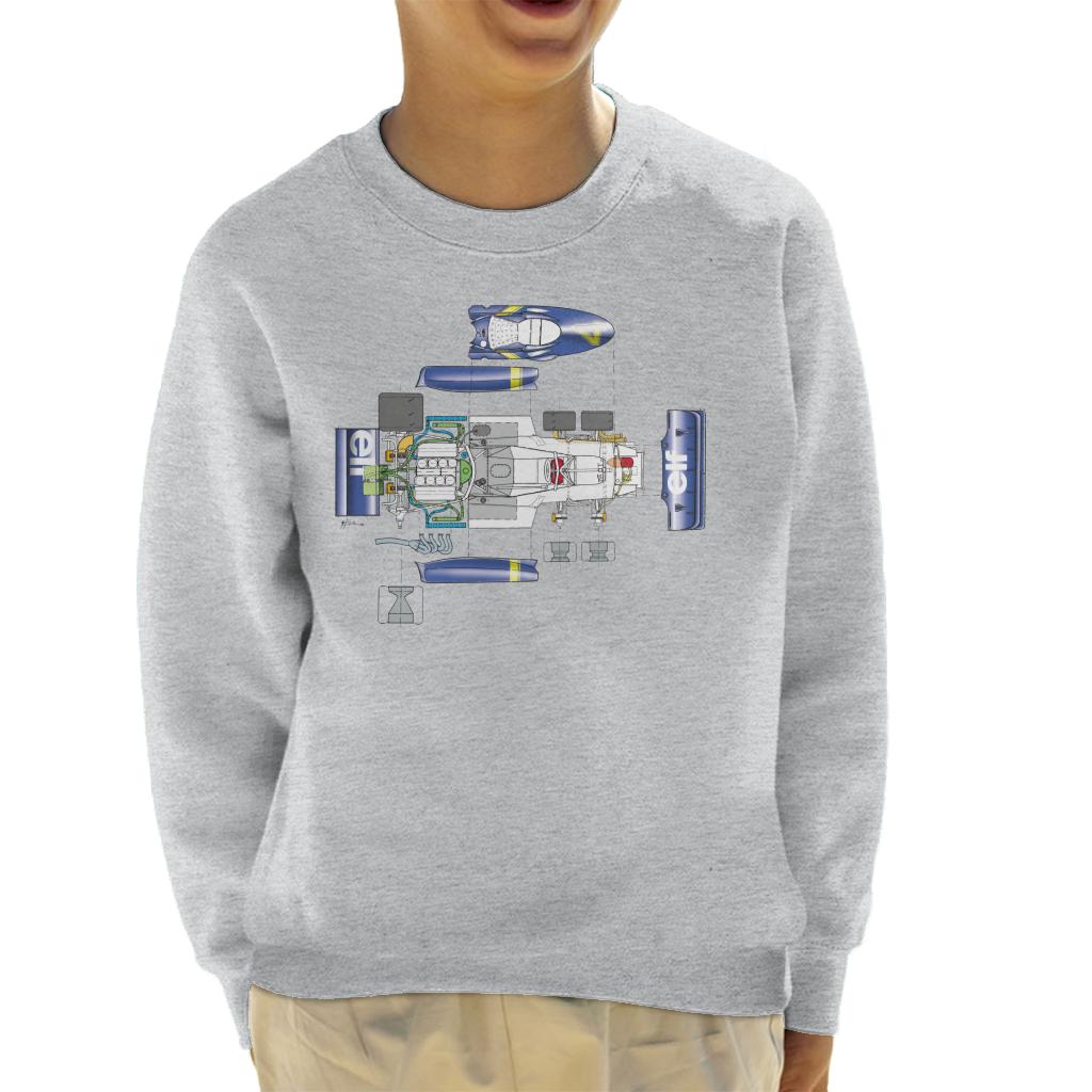 Motorsport Images Tyrrell P34 Exploded Diagram Kids Sweatshirt-ALL + EVERY