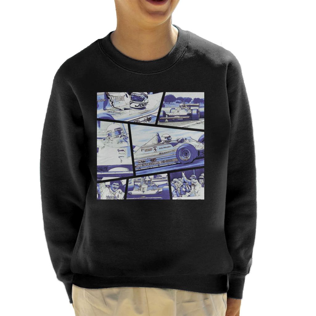 Motorsport Images Jody Scheckter Montage Kids Sweatshirt-ALL + EVERY