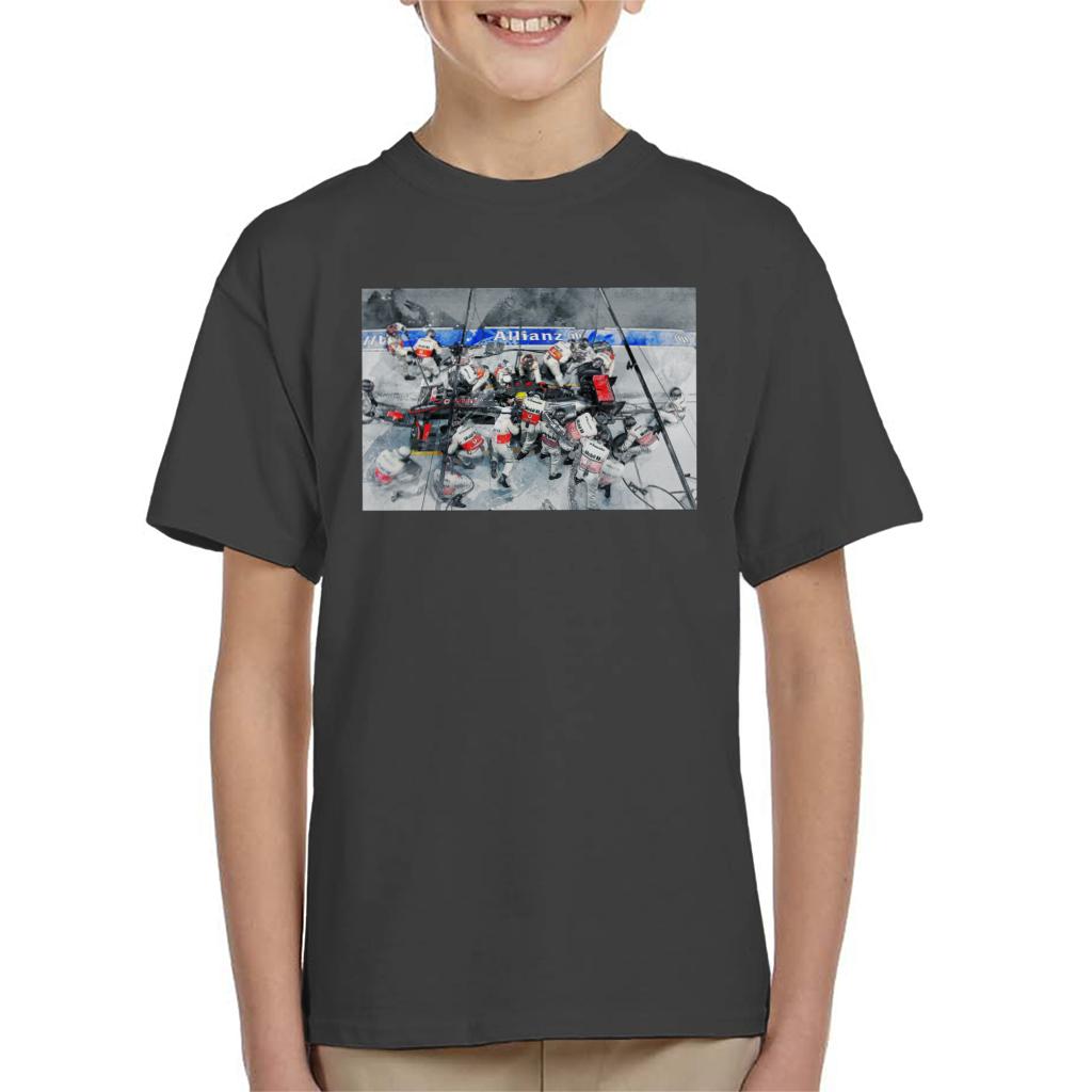 Motorsport Images McLaren MP4 24 At Pit Stop Kids T-Shirt-ALL + EVERY