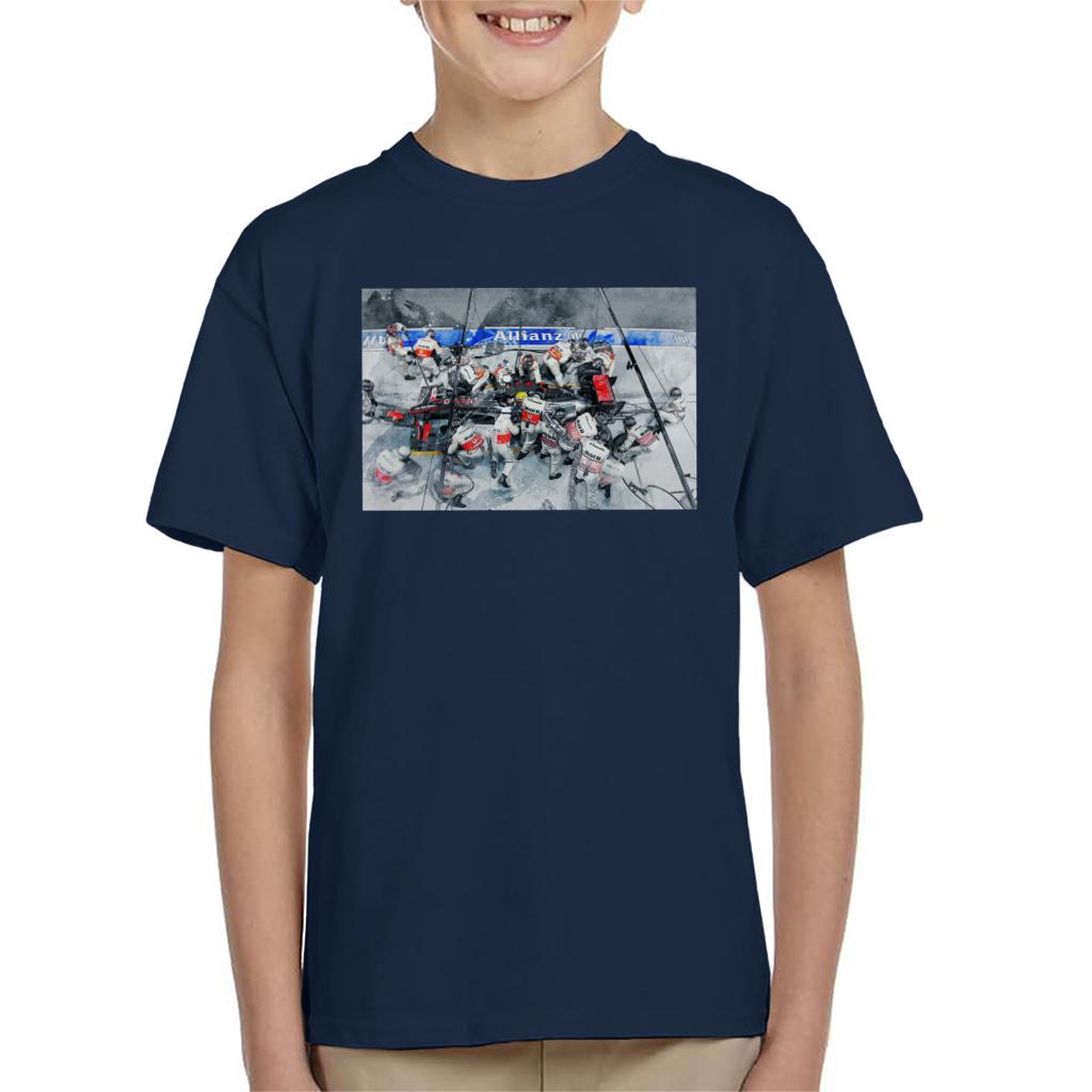 Motorsport Images McLaren MP4 24 At Pit Stop Kids T-Shirt-ALL + EVERY