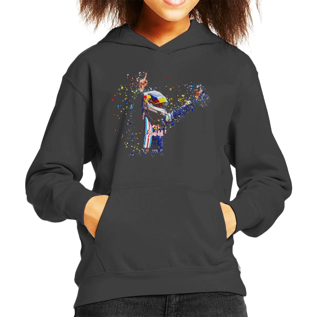 Motorsport Images Vettel Celebrates Victory Parc Ferme Kids Hooded Sweatshirt-ALL + EVERY