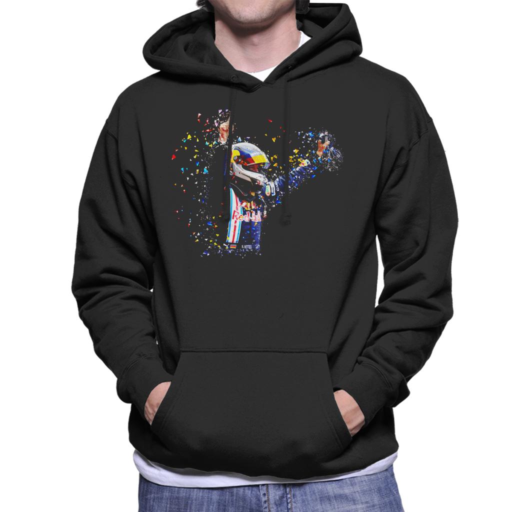 Motorsport Images Vettel Celebrates Victory Parc Ferme Men's Hooded Sweatshirt-ALL + EVERY