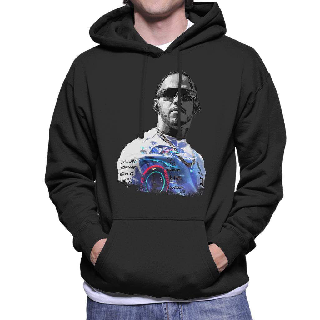 Motorsport Images Lewis Hamilton Wearing Glasses Men's Hooded Sweatshirt-ALL + EVERY