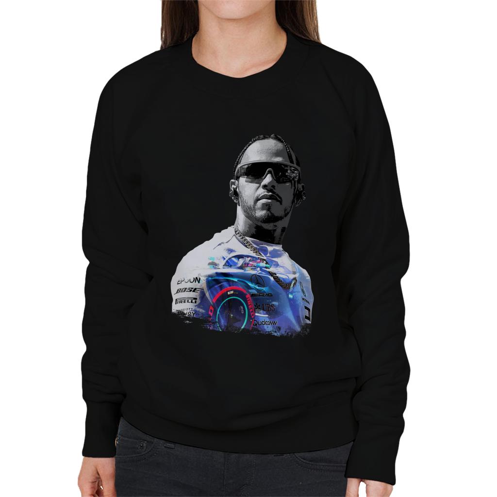 Motorsport Images Lewis Hamilton Wearing Glasses Women's Sweatshirt-ALL + EVERY