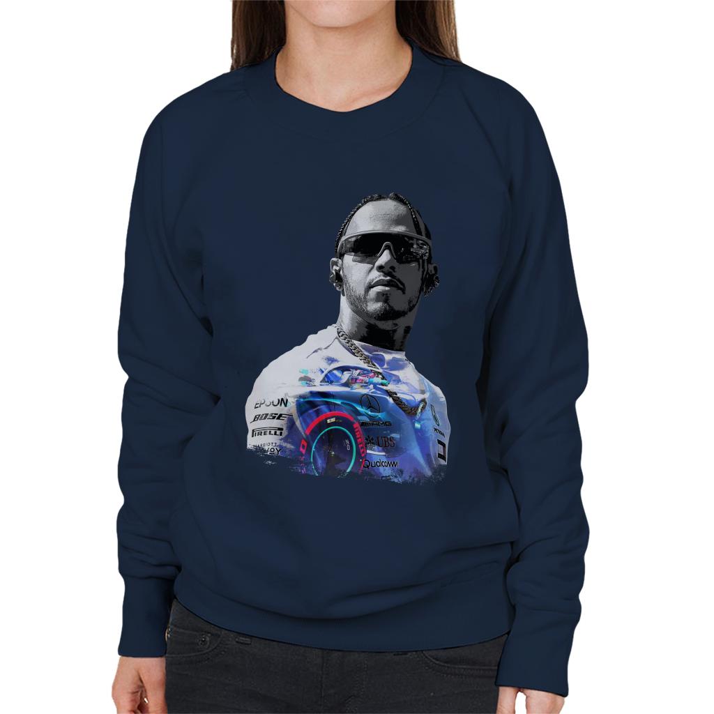 Motorsport Images Lewis Hamilton Wearing Glasses Women's Sweatshirt-ALL + EVERY