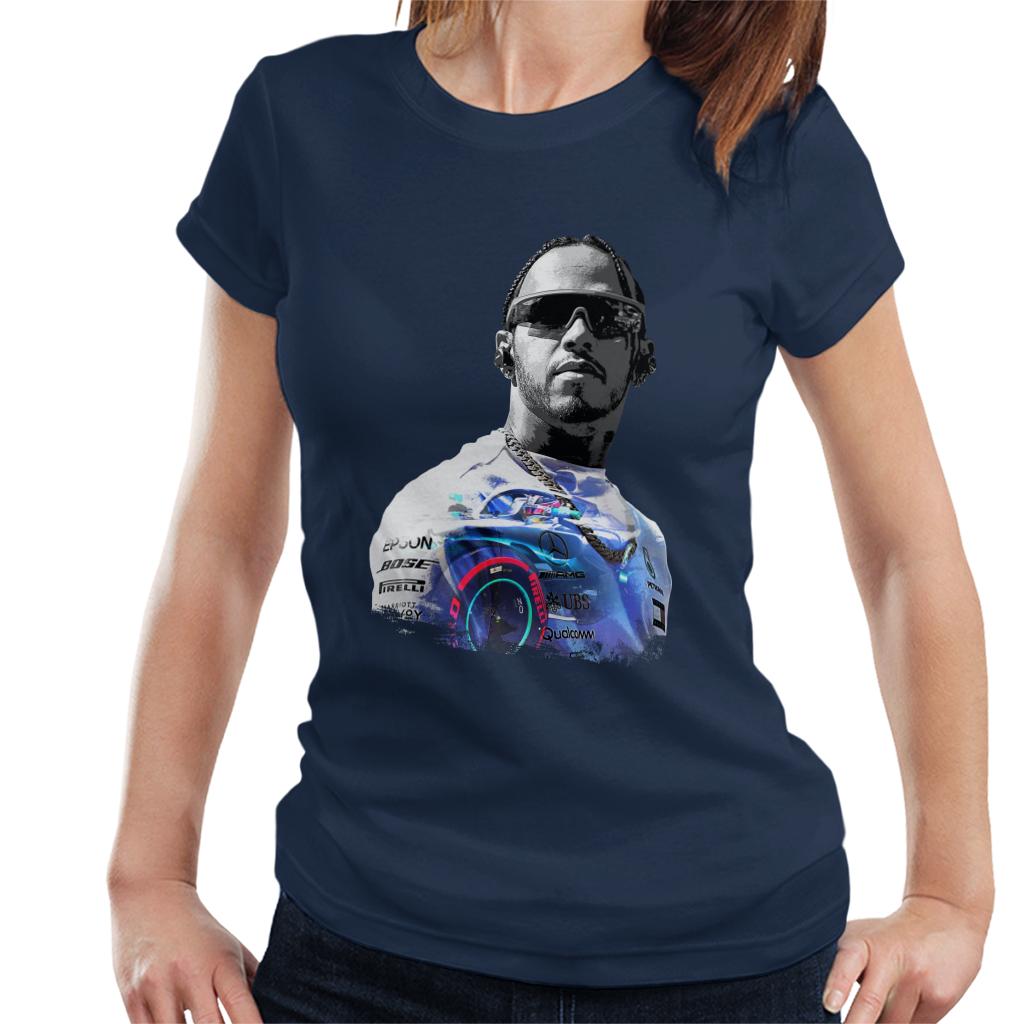 Motorsport Images Lewis Hamilton Wearing Glasses Women's T-Shirt-ALL + EVERY