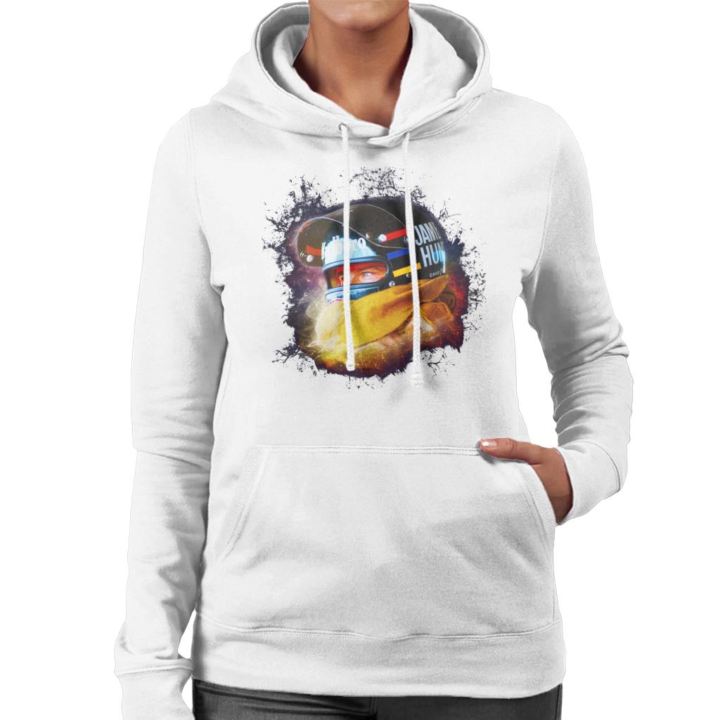 Motorsport Images James Hunt Wearing Helmet Portrait Women's Hooded Sweatshirt-ALL + EVERY