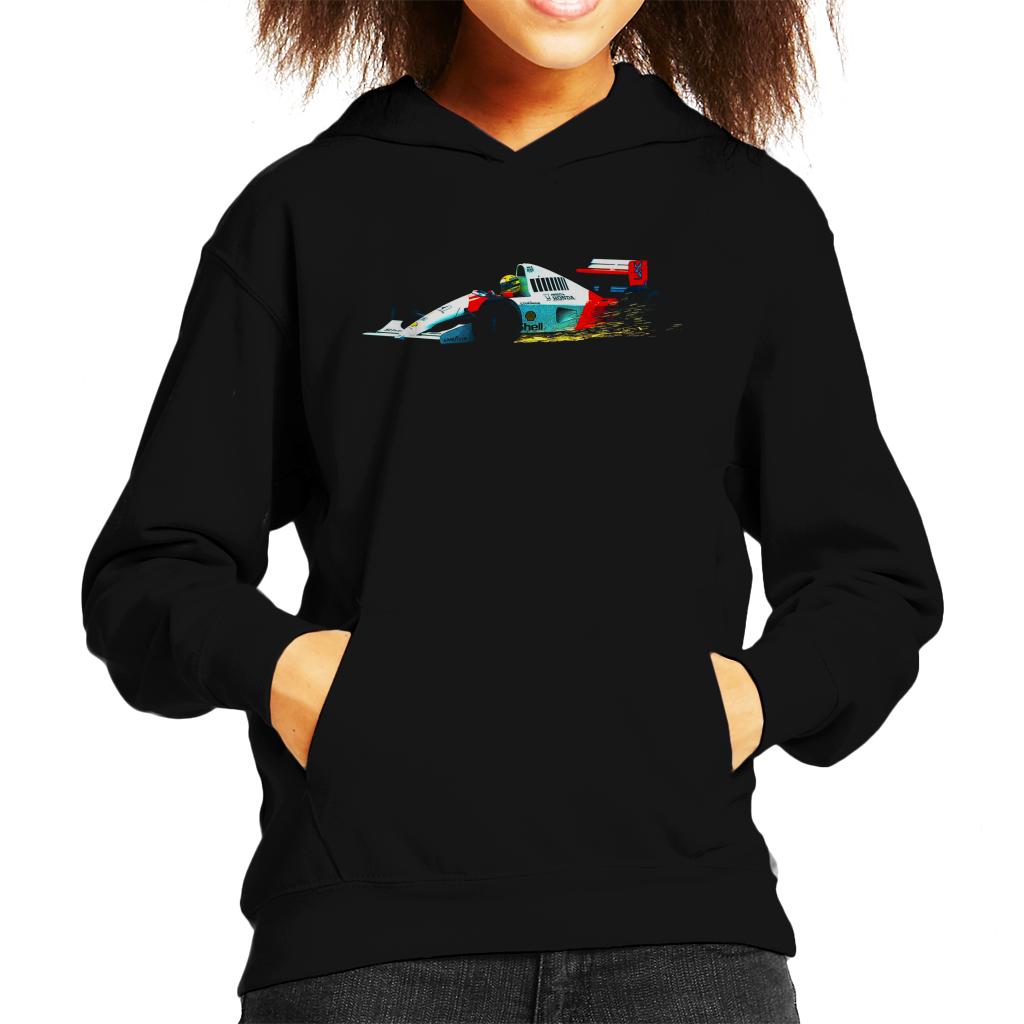 Motorsport Images Ayrton Senna McLaren MP4 6 Sparks Fly Kids Hooded Sweatshirt-ALL + EVERY