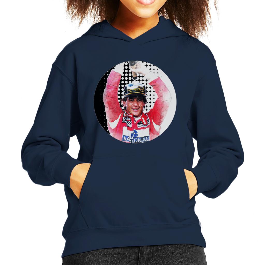 Motorsport Images Ayrton Senna Champagne Pop Art Kids Hooded Sweatshirt-ALL + EVERY