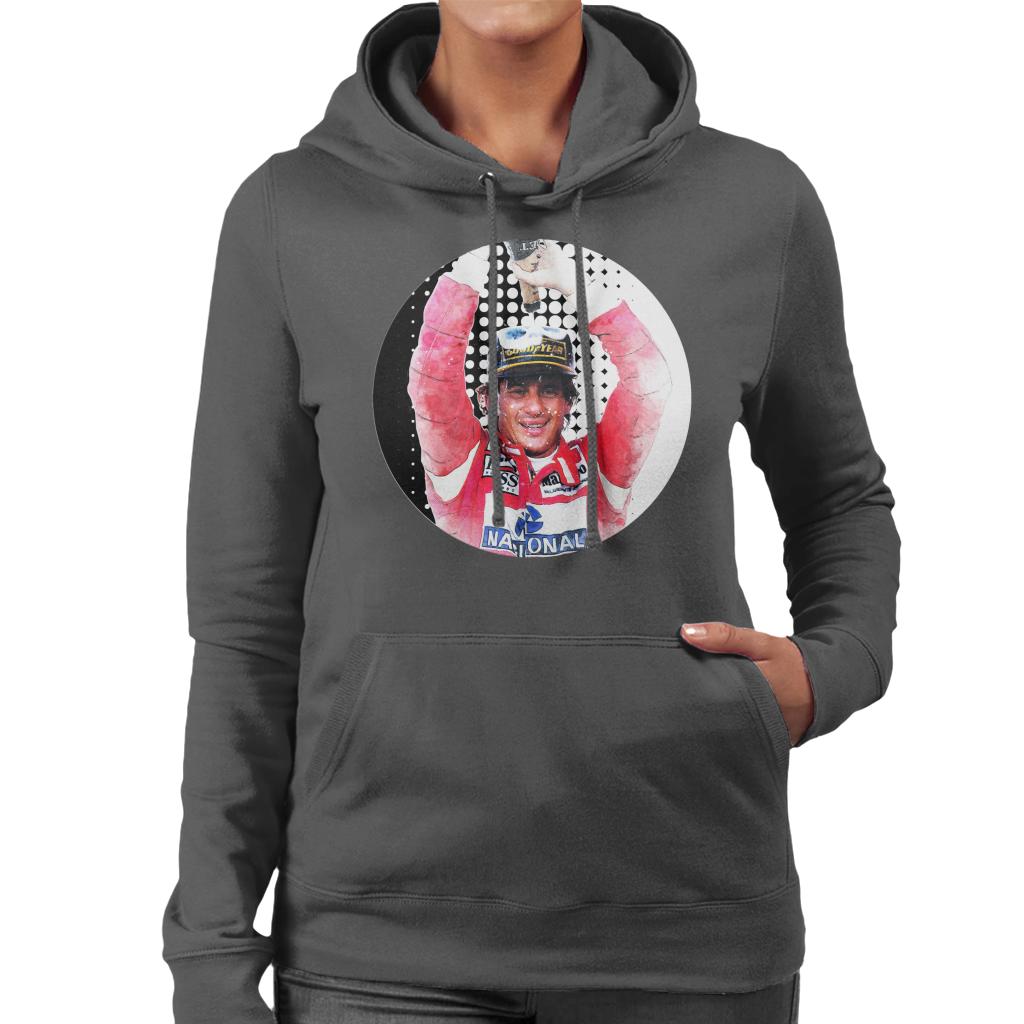 Motorsport Images Ayrton Senna Champagne Pop Art Women's Hooded Sweatshirt-ALL + EVERY