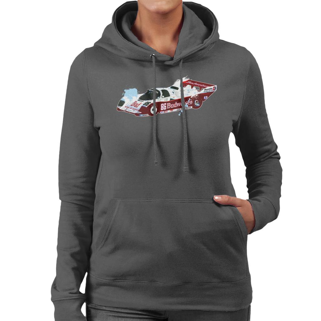 Motorsport Images Jochen Mass 962 IMSA Paint Splatter Women's Hooded Sweatshirt-ALL + EVERY