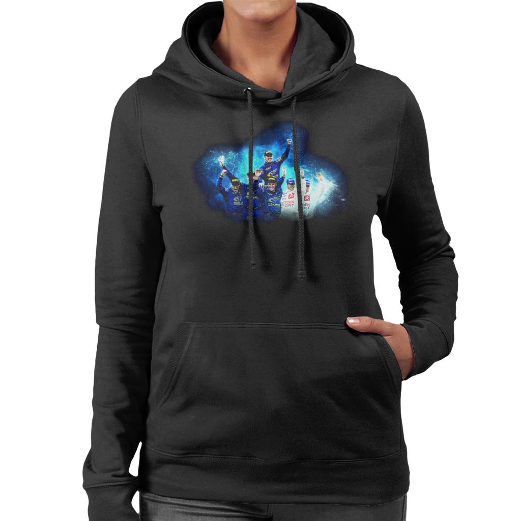 Motorsport Images Subaru Impreza Celebration Waving Women's Hooded Sweatshirt-ALL + EVERY