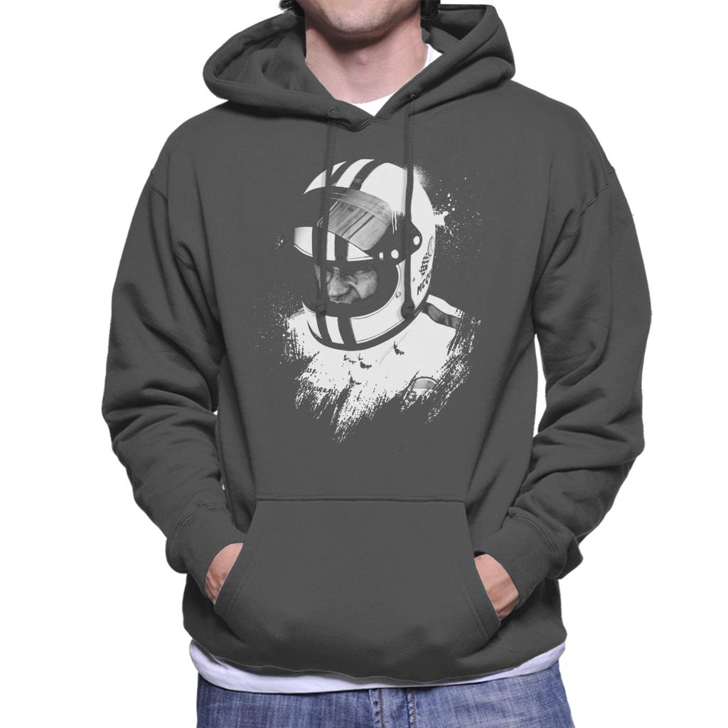 Motorsport Images Steve McQueen Wearing Helmet Portrait Men's Hooded Sweatshirt-ALL + EVERY