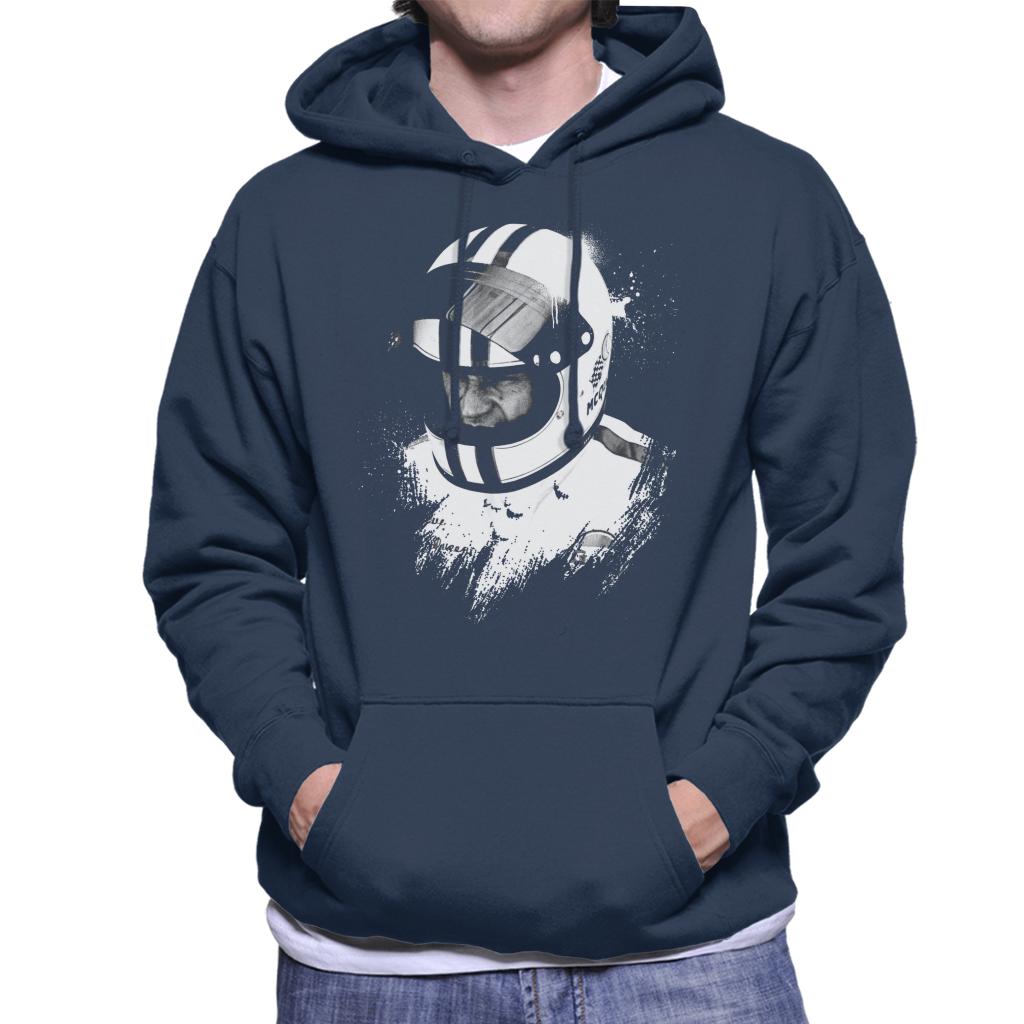 Motorsport Images Steve McQueen Wearing Helmet Portrait Men's Hooded Sweatshirt-ALL + EVERY