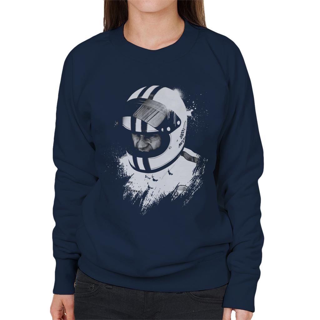 Motorsport Images Steve McQueen Wearing Helmet Portrait Women's Sweatshirt-ALL + EVERY