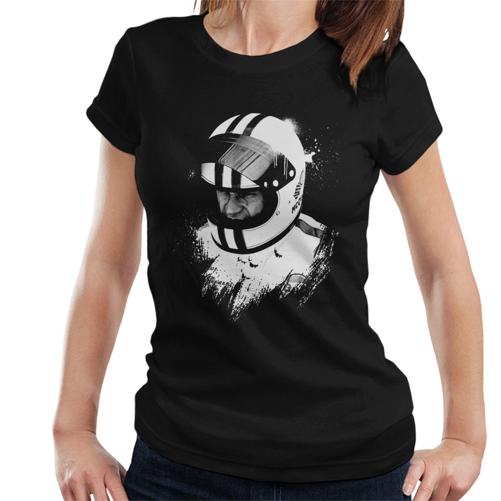 Motorsport Images Steve McQueen Wearing Helmet Portrait Women's T-Shirt-ALL + EVERY