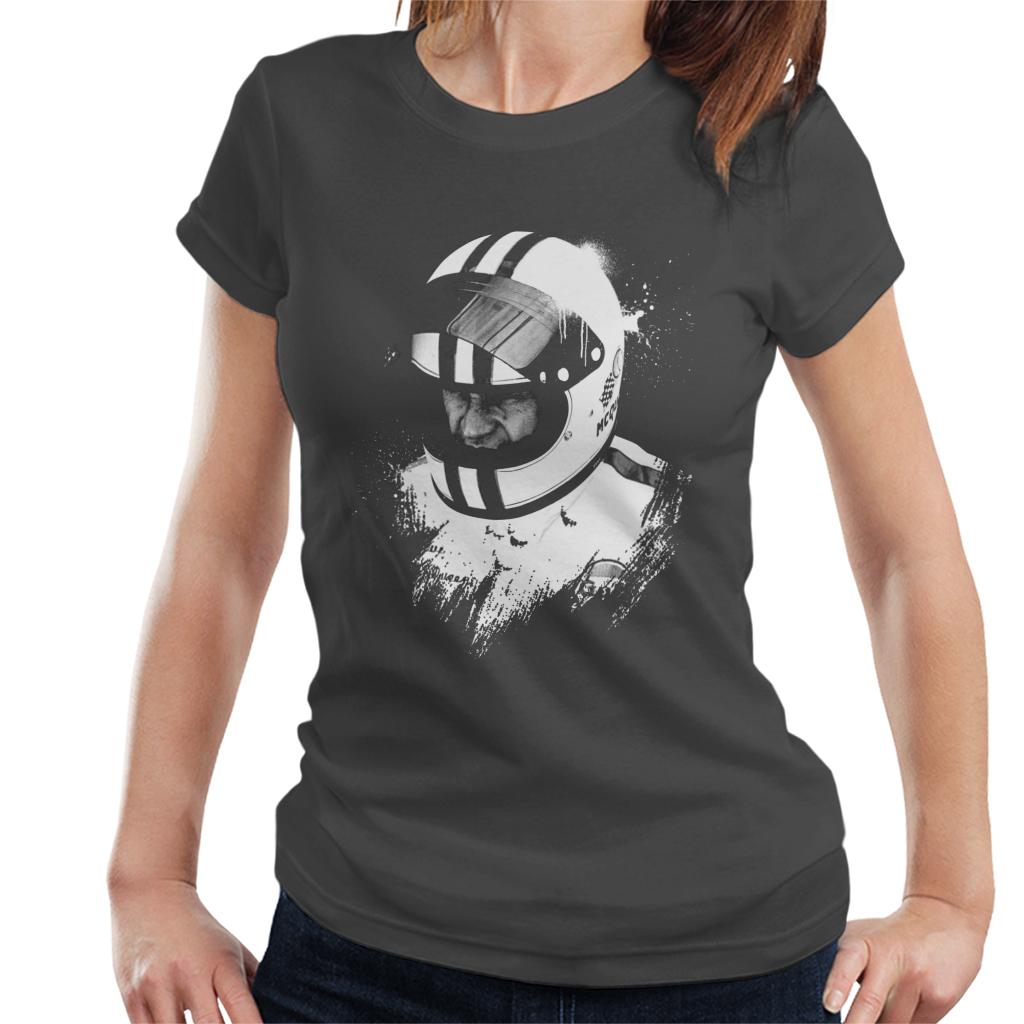 Motorsport Images Steve McQueen Wearing Helmet Portrait Women's T-Shirt-ALL + EVERY