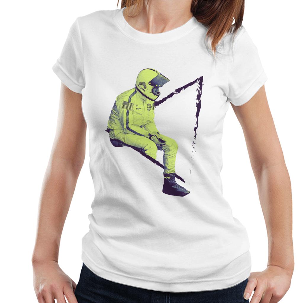 Motorsport Images Steve McQueen Sitting Women's T-Shirt-ALL + EVERY