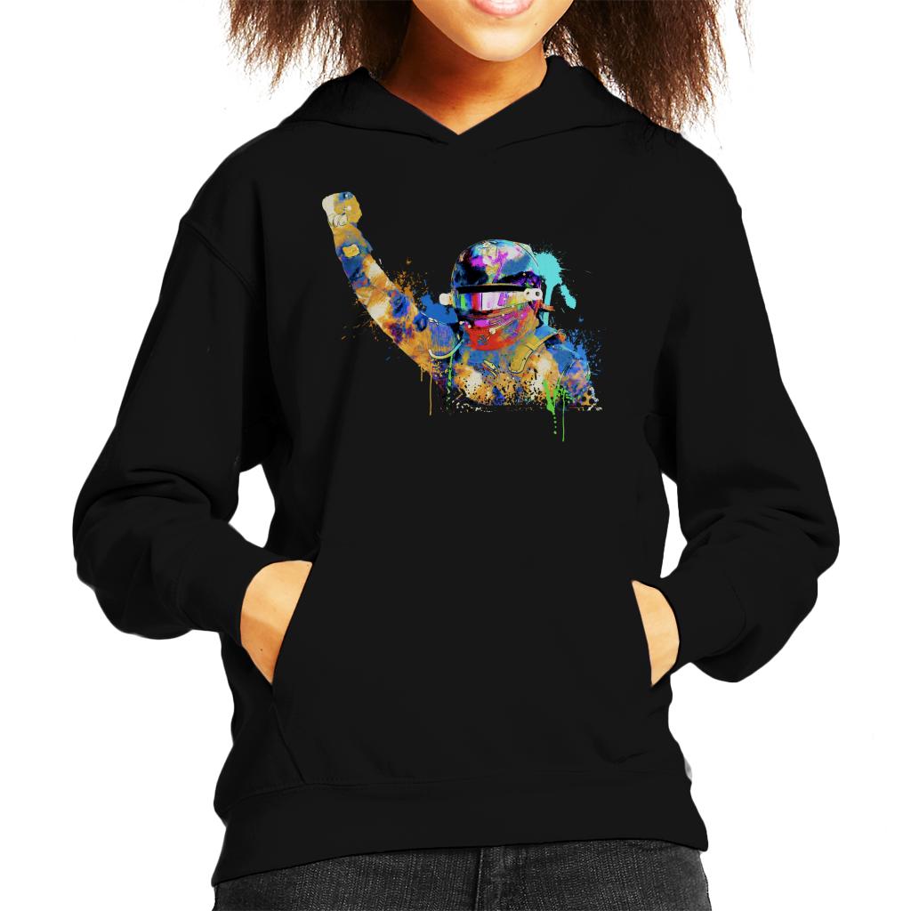 Motorsport Images Lewis Hamilton Celebrates Victory Colourful Splatter Kids Hooded Sweatshirt-ALL + EVERY