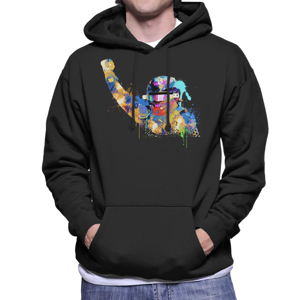 Motorsport Images Lewis Hamilton Celebrates Victory Colourful Splatter Men's Hooded Sweatshirt-ALL + EVERY