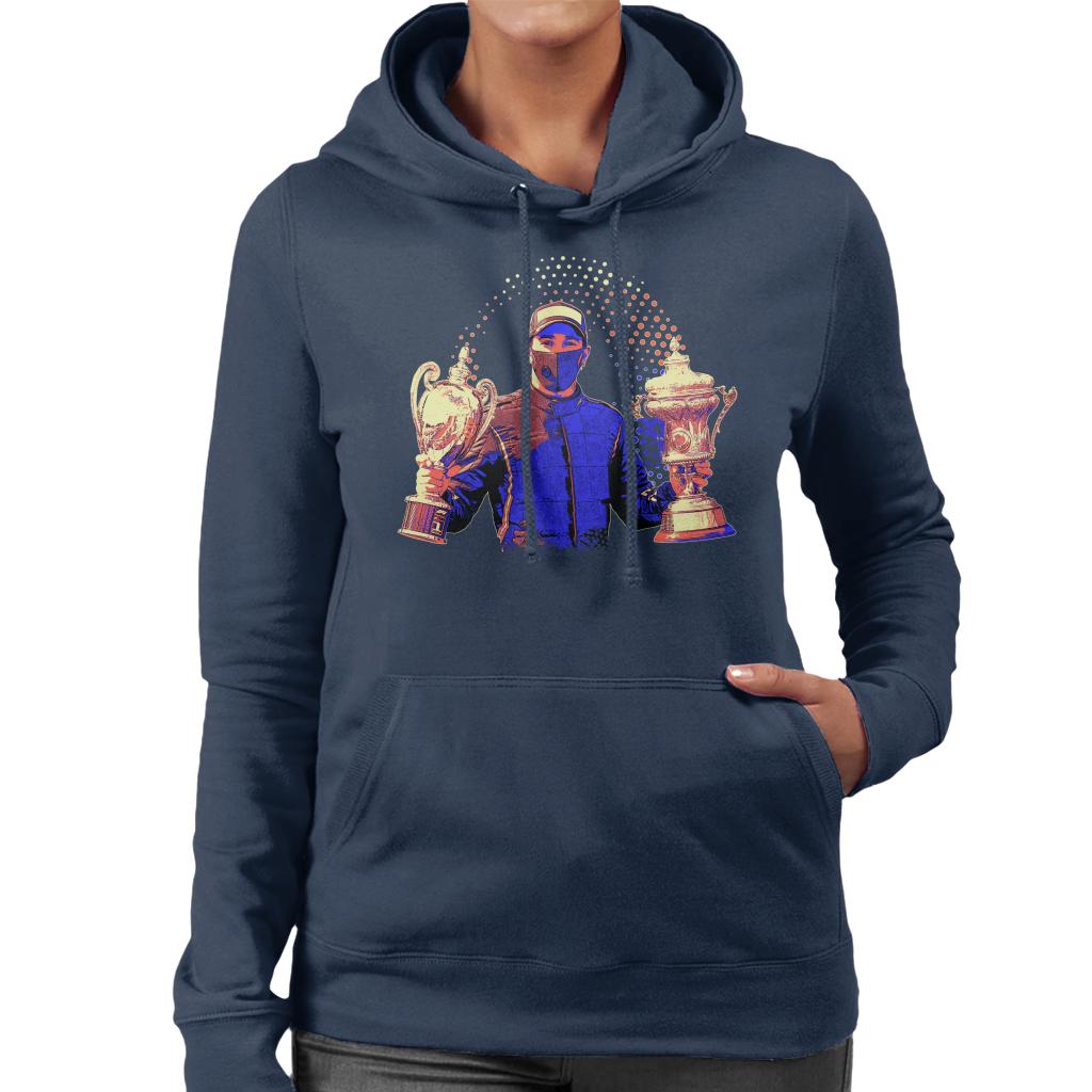 Motorsport Images Lewis Hamilton Holding Trophies Women's Hooded Sweatshirt-ALL + EVERY