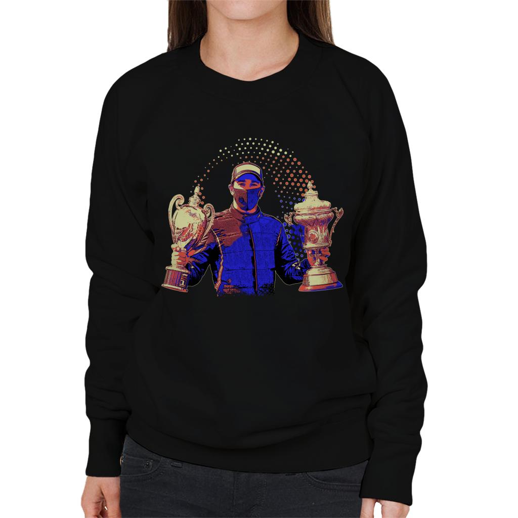 Motorsport Images Lewis Hamilton Holding Trophies Women's Sweatshirt-ALL + EVERY