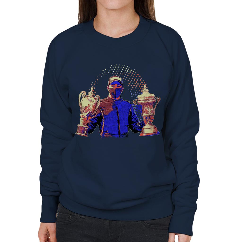 Motorsport Images Lewis Hamilton Holding Trophies Women's Sweatshirt-ALL + EVERY