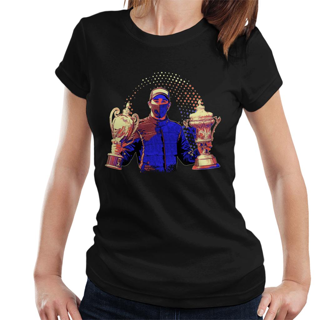 Motorsport Images Lewis Hamilton Holding Trophies Women's T-Shirt-ALL + EVERY