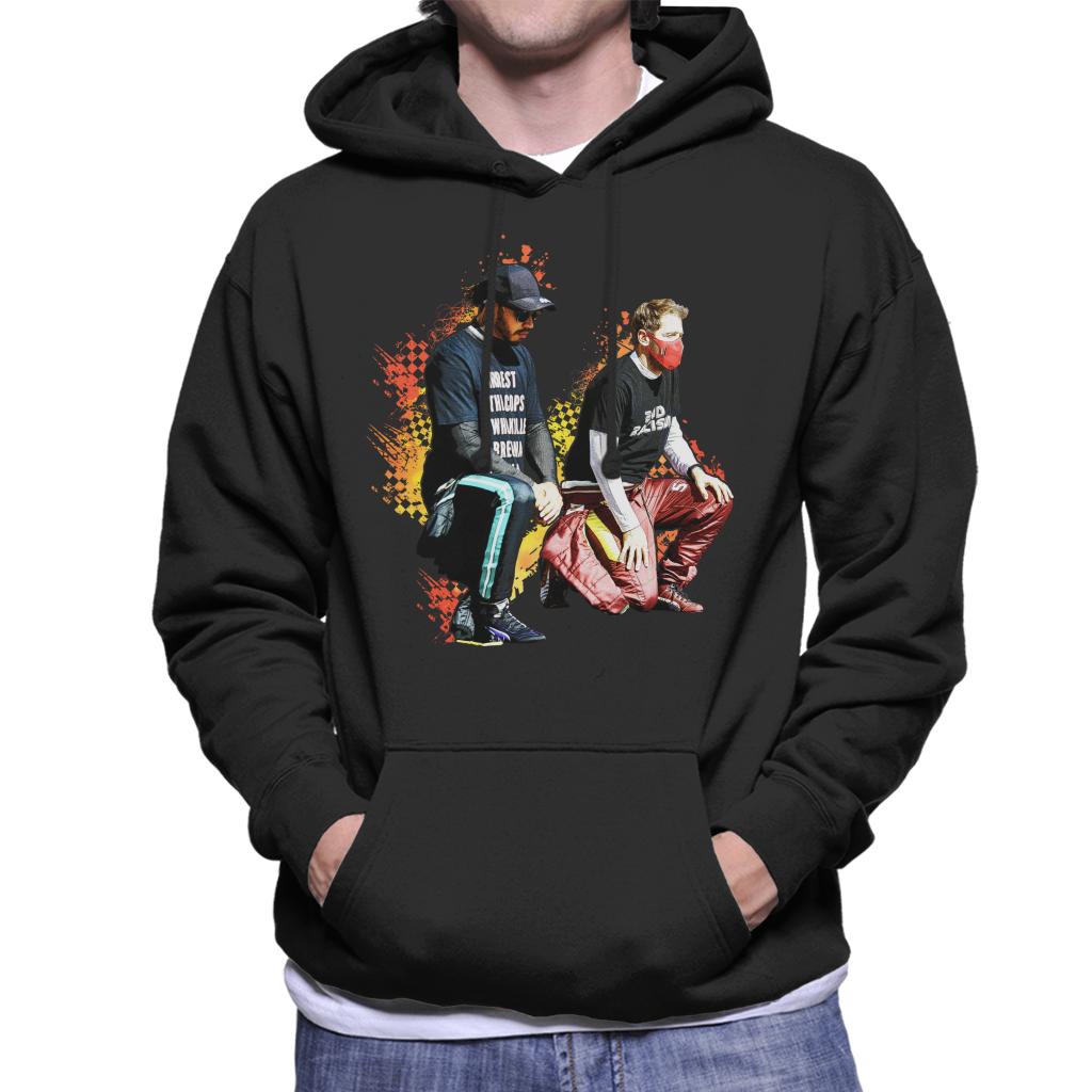 Motorsport Images Lewis Hamilton And Sebastian Vettel Kneeling Men's Hooded Sweatshirt-ALL + EVERY