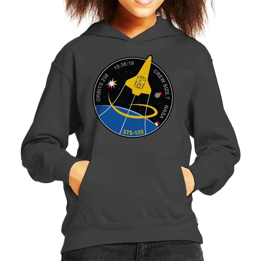 NASA STS 120 Shuttle Mission Imagery Patch Kids Hooded Sweatshirt-ALL + EVERY