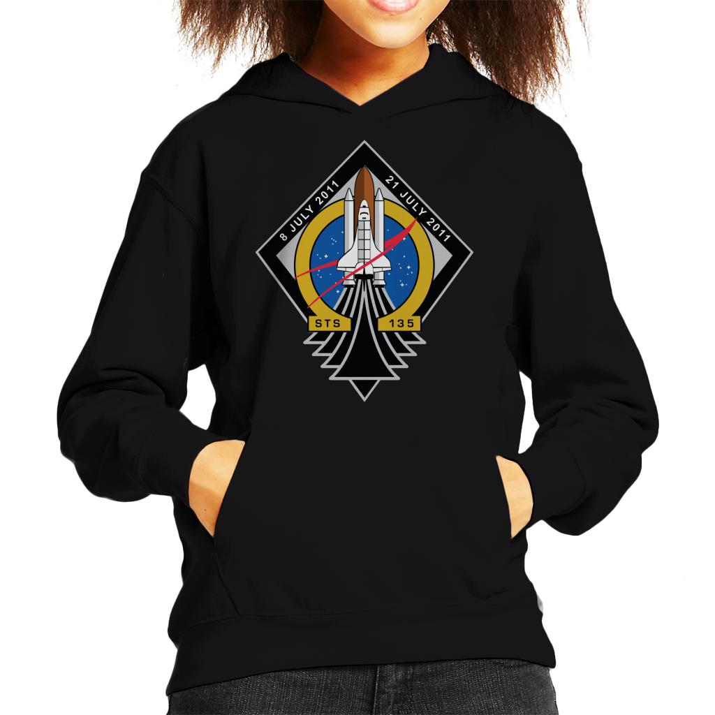 NASA STS 135 Space Shuttle Atlantis Mission Patch Kids Hooded Sweatshirt-ALL + EVERY