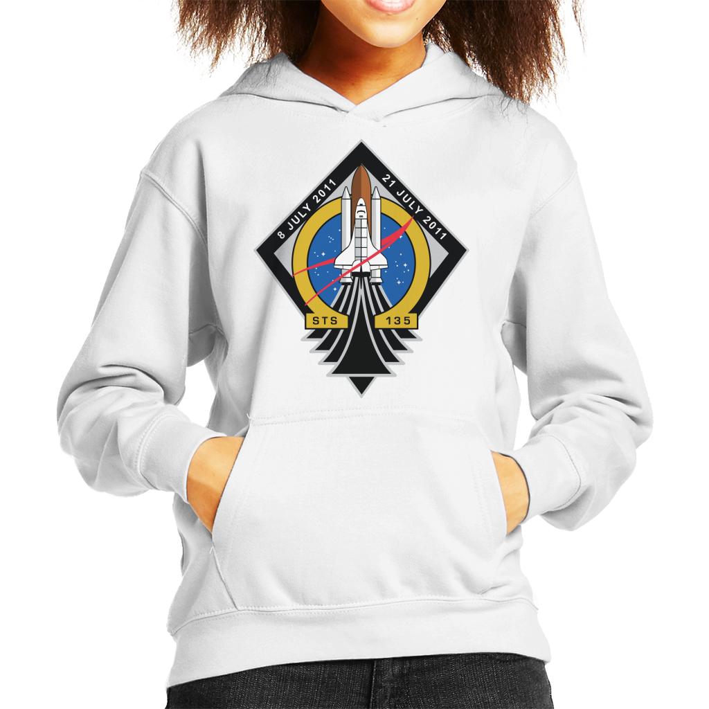 NASA STS 135 Space Shuttle Atlantis Mission Patch Kids Hooded Sweatshirt-ALL + EVERY