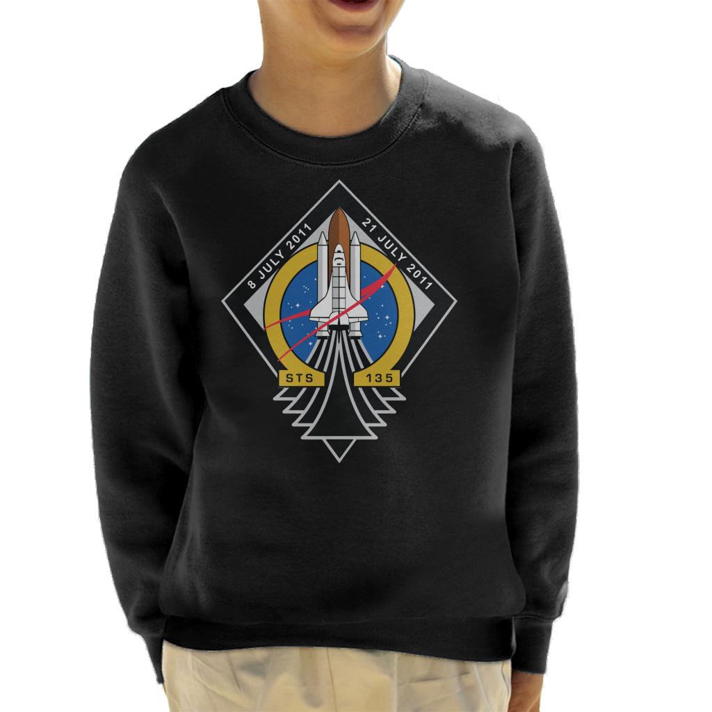 NASA STS 135 Space Shuttle Atlantis Mission Patch Kids Sweatshirt-ALL + EVERY