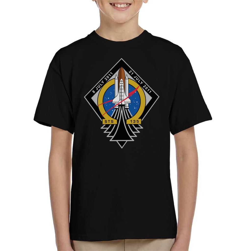 NASA STS 135 Space Shuttle Atlantis Mission Patch Kids T-Shirt-ALL + EVERY