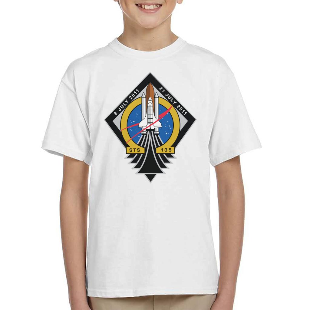 NASA STS 135 Space Shuttle Atlantis Mission Patch Kids T-Shirt-ALL + EVERY