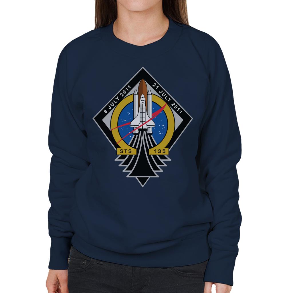 NASA STS 135 Space Shuttle Atlantis Mission Patch Women's Sweatshirt-ALL + EVERY